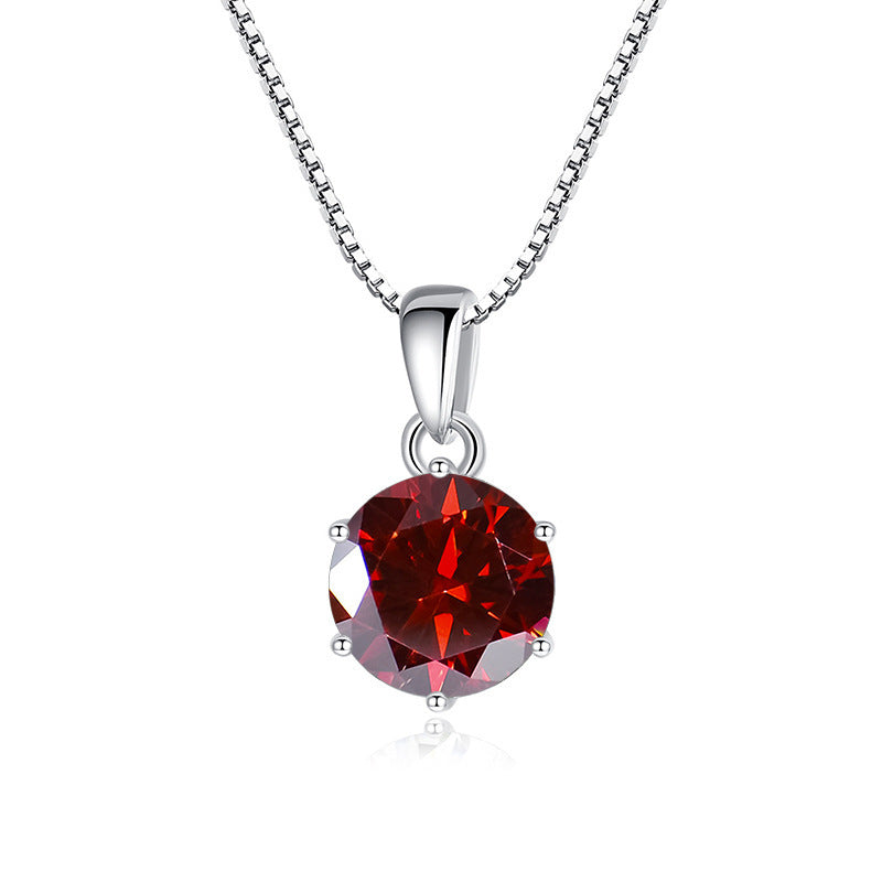 K & S | Damen Halskette 925 Silber mit Rundem Moissanit – Eleganter Funkelnder Schmuck Anhänger