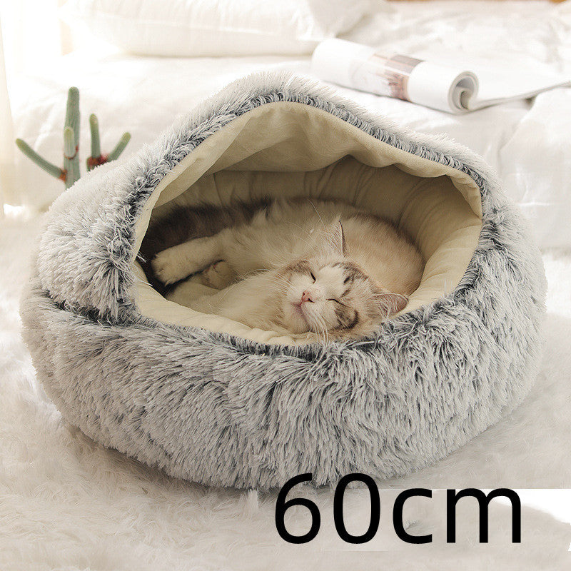 K & S | Rundes Kuschelbett für Hunde & Katzen aus Plüsch - Weiches & Waschbares Haustierbett für Winter & Zuhause
