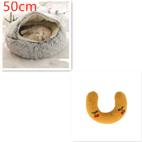 K & S | Rundes Kuschelbett für Hunde & Katzen aus Plüsch - Weiches & Waschbares Haustierbett für Winter & Zuhause