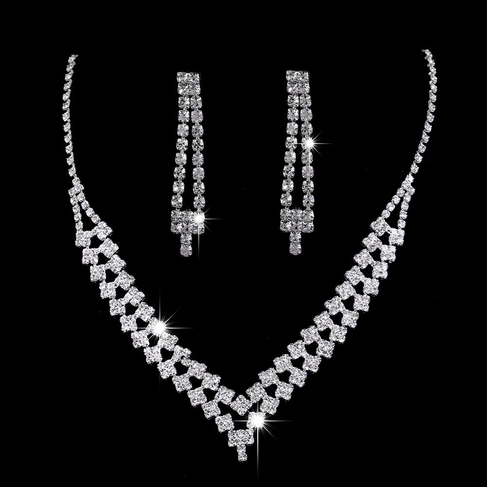 K & S | Damen Schmuckset Zirkonia – Elegante Halskette & Ohrringe mit Tropfen Anhänger