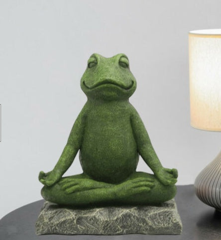 K & S | Meditierende Froschfigur Kunstharz – Zen Deko für Garten & Wohnzimmer
