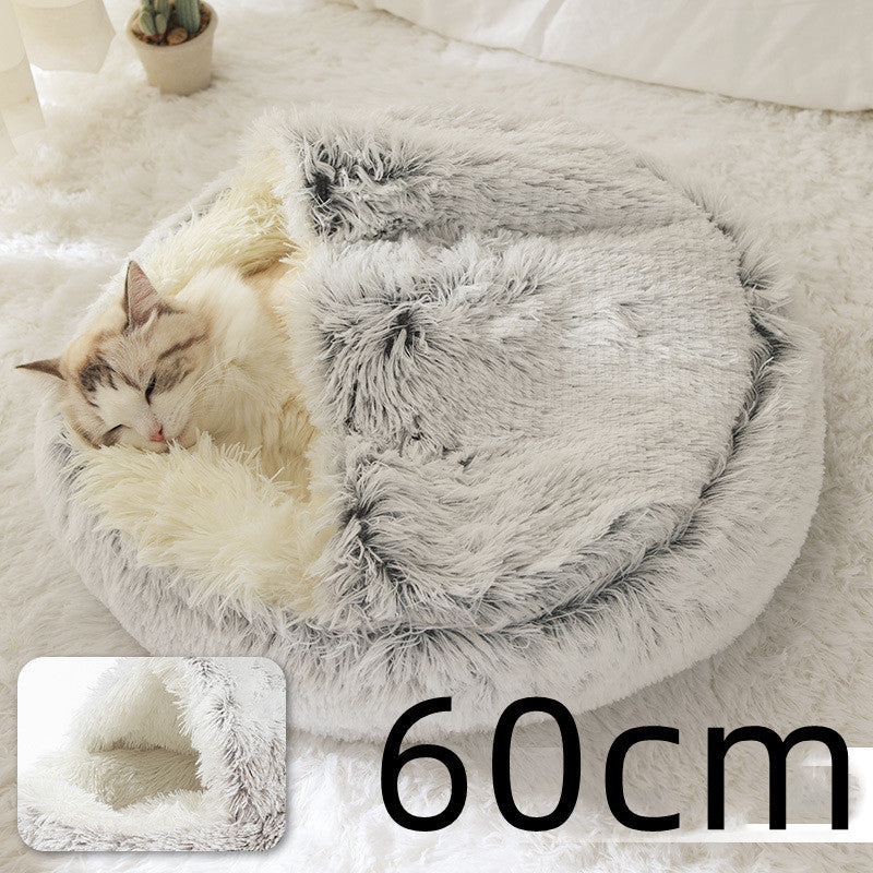 K & S | Rundes Kuschelbett für Hunde & Katzen aus Plüsch - Weiches & Waschbares Haustierbett für Winter & Zuhause