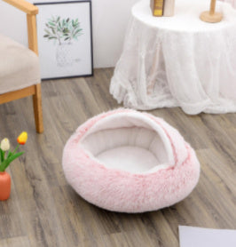 K & S | Rundes Kuschelbett für Hunde & Katzen aus Plüsch - Weiches & Waschbares Haustierbett für Winter & Zuhause