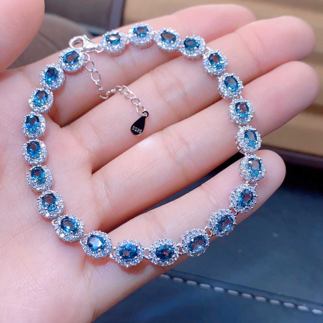 K & S | Damen Armband 925 Silber mit Natürlichem Blautopas – Eleganter Edelstein Schmuck