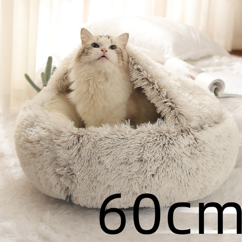 K & S | Rundes Kuschelbett für Hunde & Katzen aus Plüsch - Weiches & Waschbares Haustierbett für Winter & Zuhause