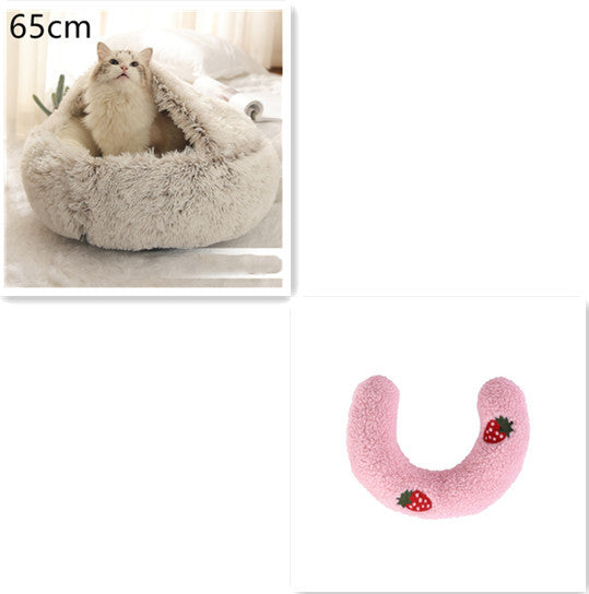 K & S | Rundes Kuschelbett für Hunde & Katzen aus Plüsch - Weiches & Waschbares Haustierbett für Winter & Zuhause
