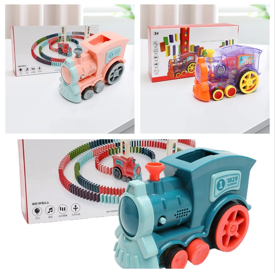 K & S | Automatischer Domino-Zug für Kinder - Kreatives Baustein & Puzzle-Spielzeug für Spaß & Lernen