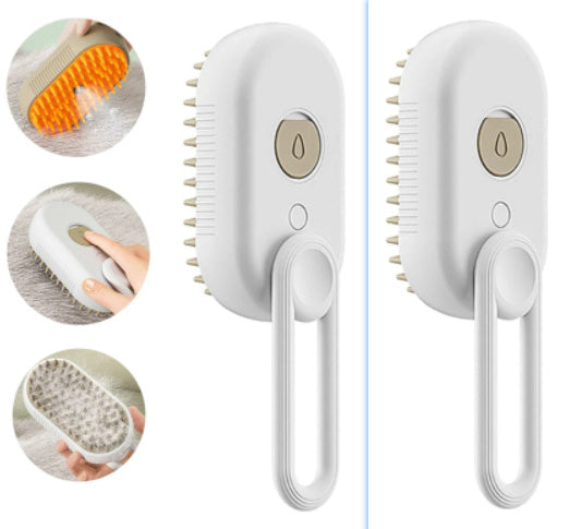 K & S | 3-in-1 Elektrische Dampf-Tierbürste - Fellpflege, Massage & Haarentfernung für Hunde & Katzen