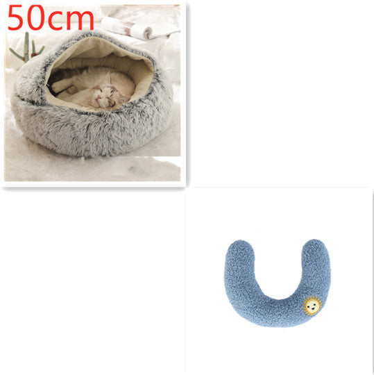 K & S | Rundes Kuschelbett für Hunde & Katzen aus Plüsch - Weiches & Waschbares Haustierbett für Winter & Zuhause