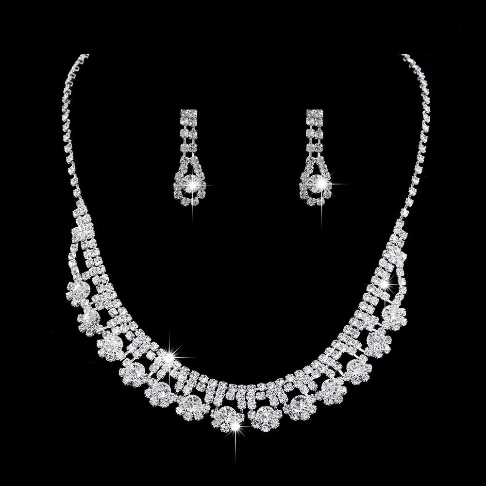 K & S | Damen Schmuckset Zirkonia – Elegante Halskette & Ohrringe mit Tropfen Anhänger