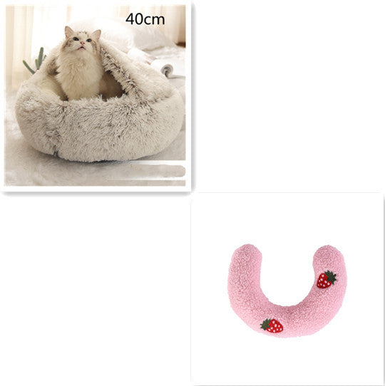 K & S | Rundes Kuschelbett für Hunde & Katzen aus Plüsch - Weiches & Waschbares Haustierbett für Winter & Zuhause