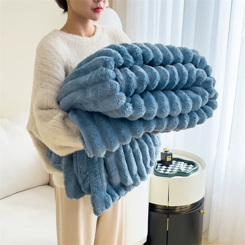 K & S | Kuscheldecke aus Bubble-Samt in Kaninchenfell-Optik - Extra Weiche & Doppelseitige Wohndecke für Sofa & Bett