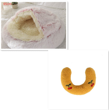 K & S | Rundes Kuschelbett für Hunde & Katzen aus Plüsch - Weiches & Waschbares Haustierbett für Winter & Zuhause