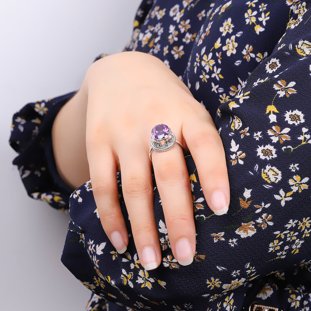 K & S | Damenring 925 Silber Verstellbar – Eleganter Ring mit Kristall Inlay Geometrisch