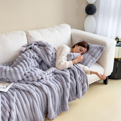 K & S | Kuscheldecke aus Bubble-Samt in Kaninchenfell-Optik - Extra Weiche & Doppelseitige Wohndecke für Sofa & Bett