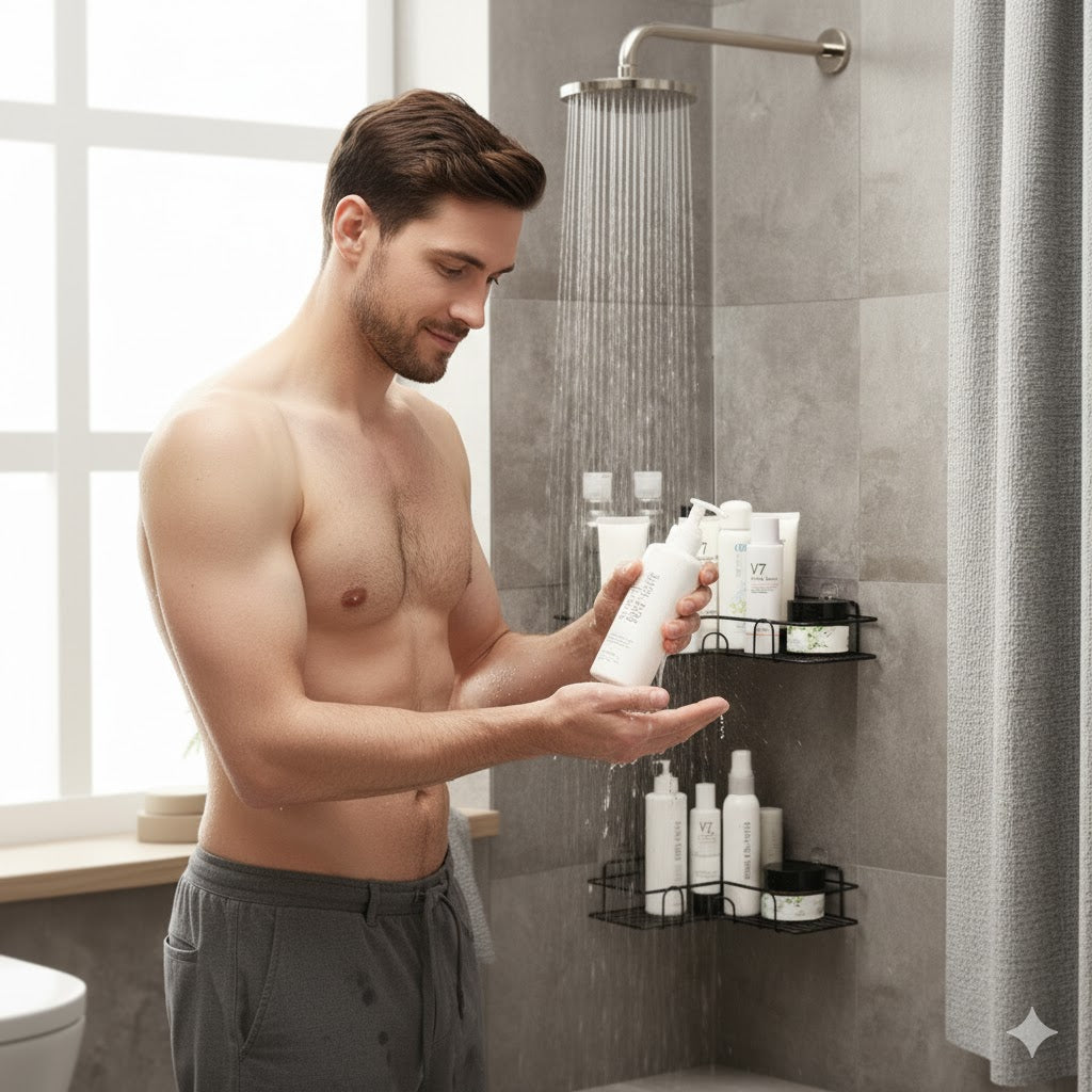 Praktisches Eckregal ohne Bohren für Dusche | Rostfrei