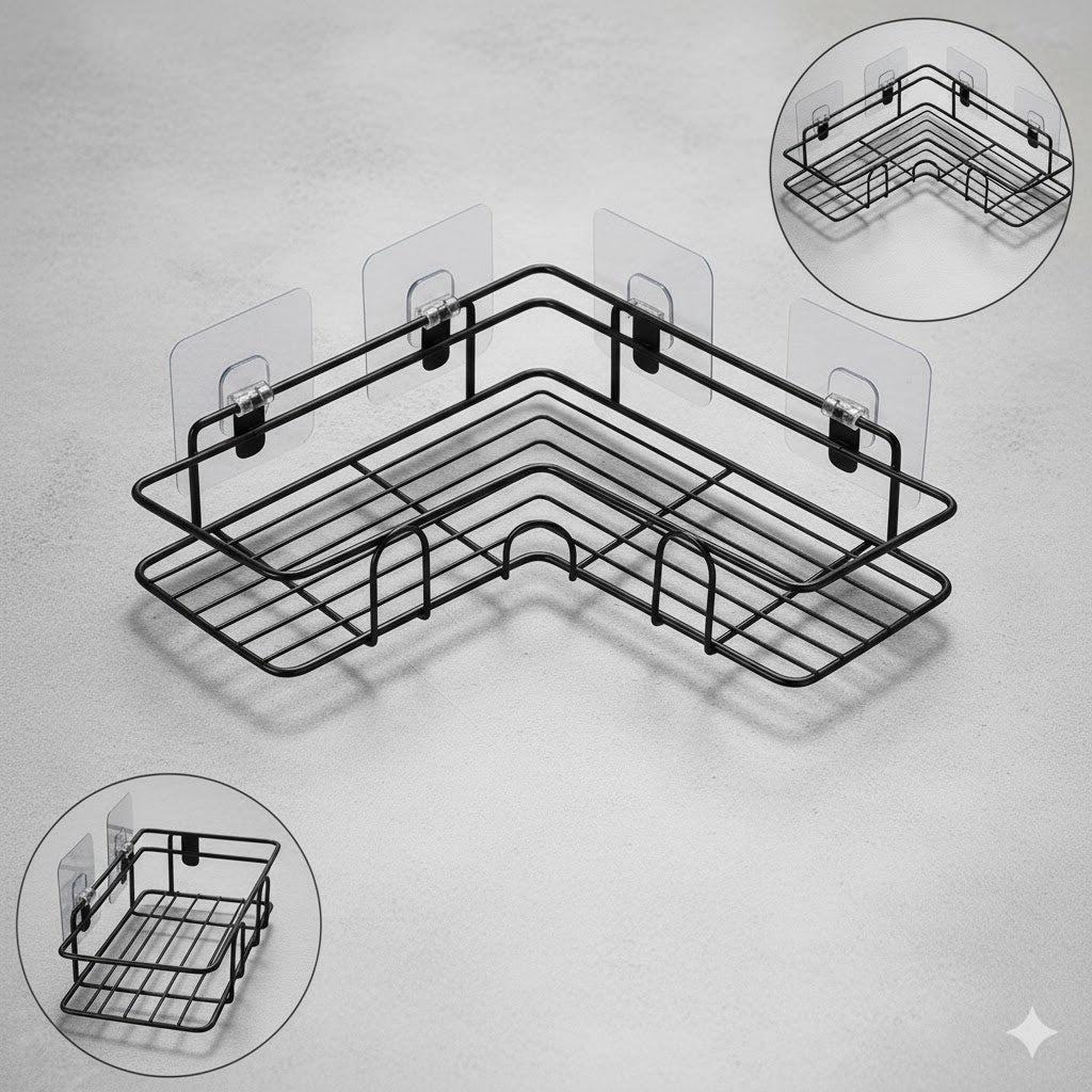 Praktisches Eckregal ohne Bohren für Dusche | Rostfrei