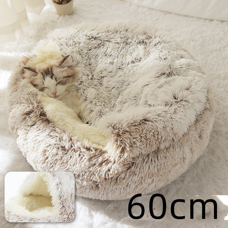 K & S | Rundes Kuschelbett für Hunde & Katzen aus Plüsch - Weiches & Waschbares Haustierbett für Winter & Zuhause