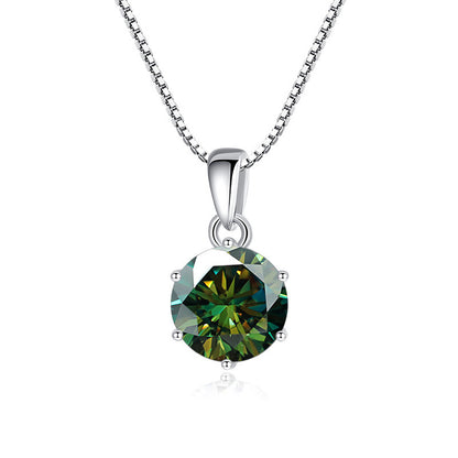 K & S | Damen Halskette 925 Silber mit Rundem Moissanit – Eleganter Funkelnder Schmuck Anhänger