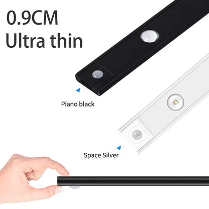 K & S | LED Lichtleiste mit Bewegungsmelder – Kabelloses USB Nachtlicht, ultradünn für Schrank, Küche & Schlafzimmer