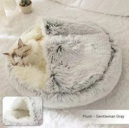 K & S | Rundes Kuschelbett für Hunde & Katzen aus Plüsch - Weiches & Waschbares Haustierbett für Winter & Zuhause
