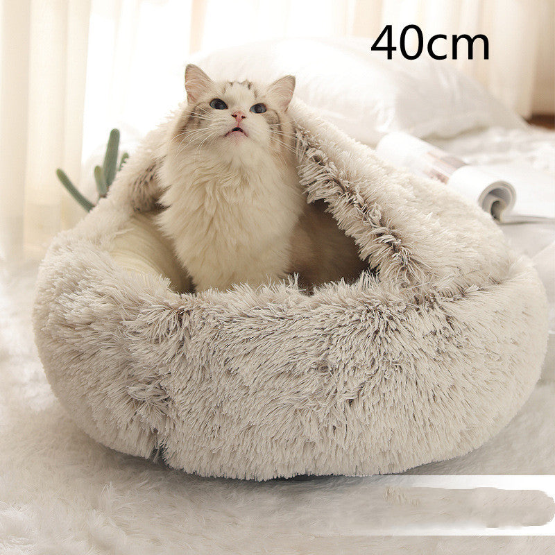 K & S | Rundes Kuschelbett für Hunde & Katzen aus Plüsch - Weiches & Waschbares Haustierbett für Winter & Zuhause