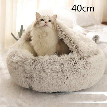 K & S | Rundes Kuschelbett für Hunde & Katzen aus Plüsch - Weiches & Waschbares Haustierbett für Winter & Zuhause