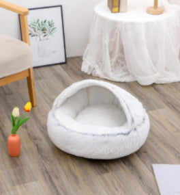K & S | Rundes Kuschelbett für Hunde & Katzen aus Plüsch - Weiches & Waschbares Haustierbett für Winter & Zuhause