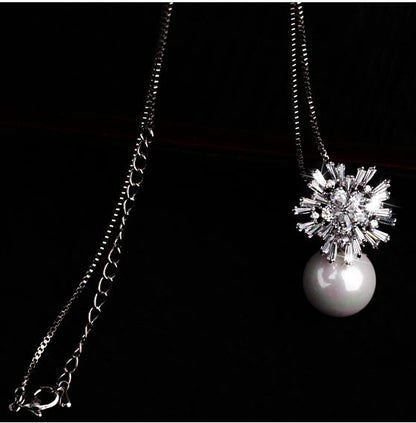 K & S | Damen Halskette Vergoldet mit Perlen & Zirkonia – Eleganter Schmuck & Geschenkidee