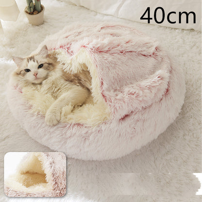 K & S | Rundes Kuschelbett für Hunde & Katzen aus Plüsch - Weiches & Waschbares Haustierbett für Winter & Zuhause