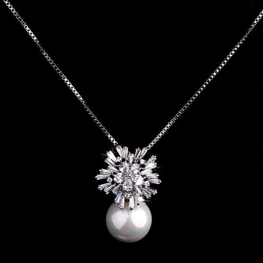K & S | Damen Halskette Vergoldet mit Perlen & Zirkonia – Eleganter Schmuck & Geschenkidee