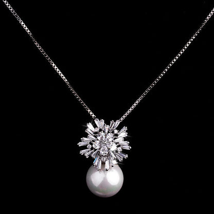 K & S | Damen Halskette Vergoldet mit Perlen & Zirkonia – Eleganter Schmuck & Geschenkidee