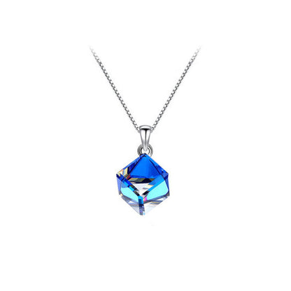 K & S | Damen Halskette 925 Silber mit Kristall Würfel Anhänger – Kreativer & Eleganter Schmuck