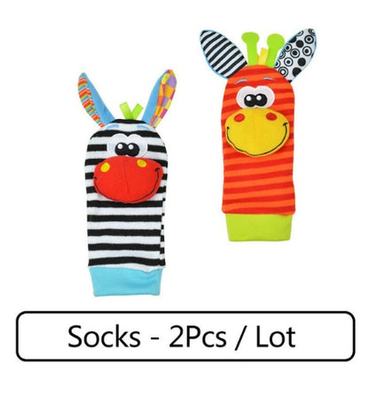 Dahlia – Weiche Baby-Rassel Socken & Handgelenkbänder, Plüsch, 0-12 Monate