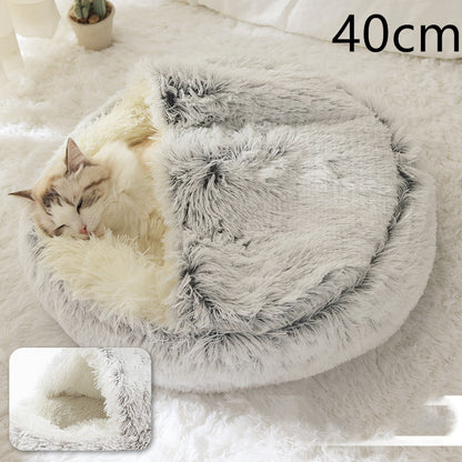 K & S | Rundes Kuschelbett für Hunde & Katzen aus Plüsch - Weiches & Waschbares Haustierbett für Winter & Zuhause