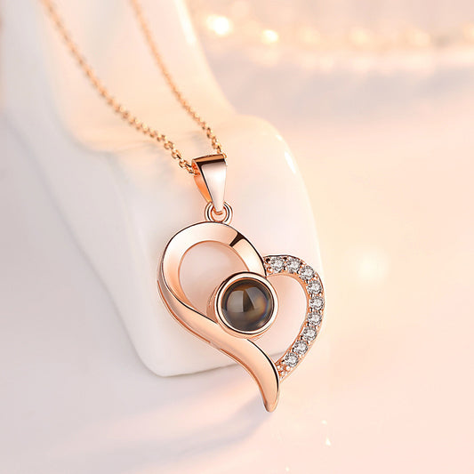 K & S | Damen Halskette 925 Silber Herz Anhänger – Personalisierter Schmuck mit Fotoprojektion