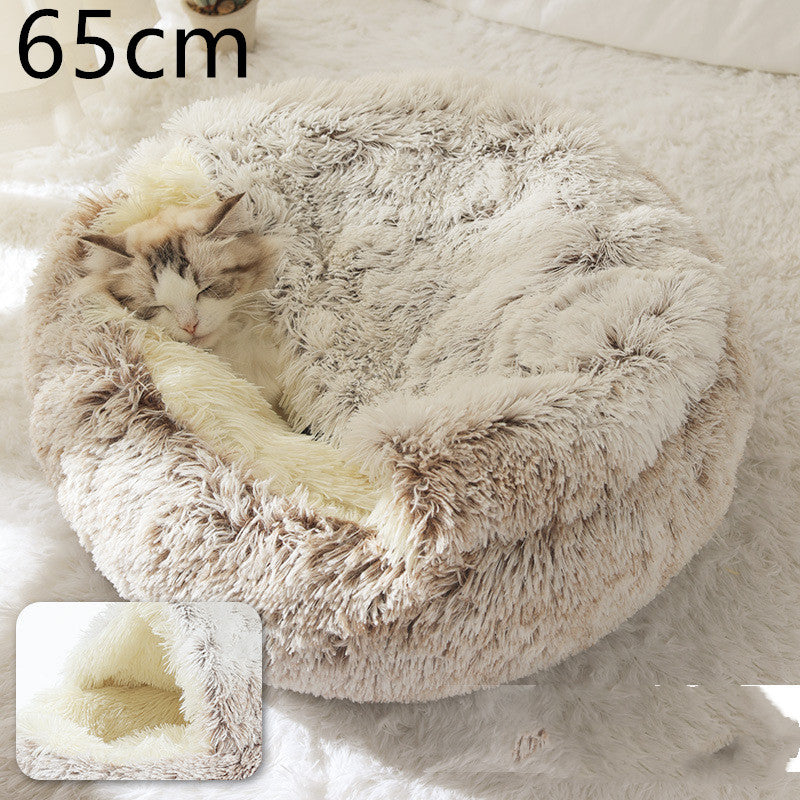 K & S | Rundes Kuschelbett für Hunde & Katzen aus Plüsch - Weiches & Waschbares Haustierbett für Winter & Zuhause