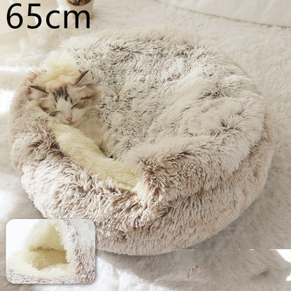 K & S | Rundes Kuschelbett für Hunde & Katzen aus Plüsch - Weiches & Waschbares Haustierbett für Winter & Zuhause
