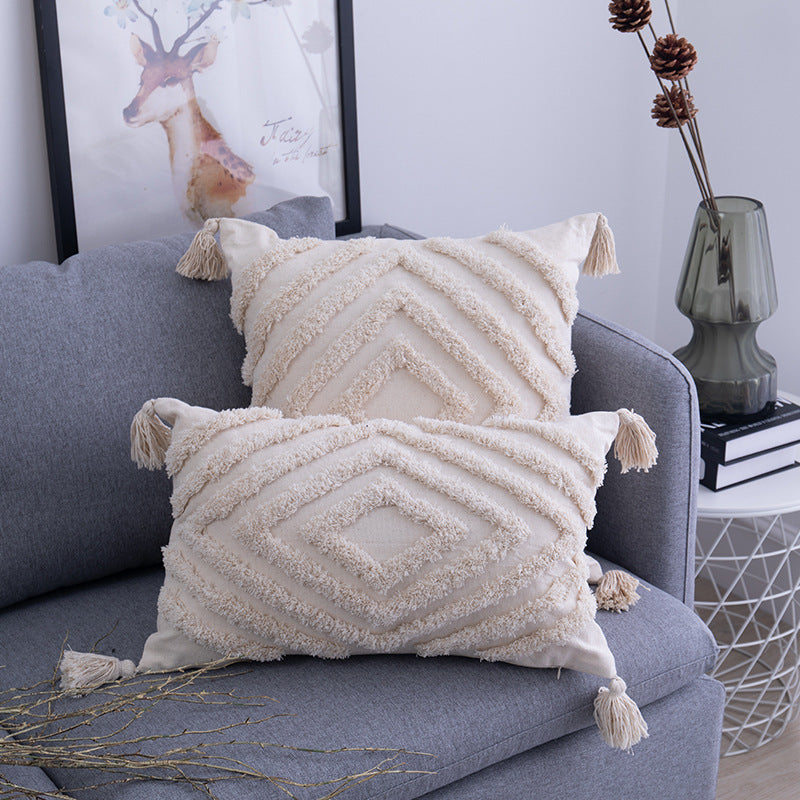 K & S | Marokkanischer Kissenbezug Baumwolle – Boho Retro Dekokissen für Sofa & Wohnzimmer