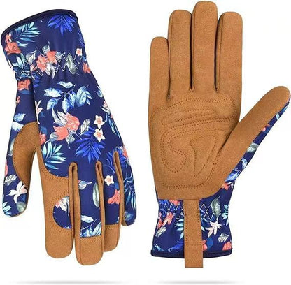 K & S | Mikrofaser Gartenhandschuhe mit Blumenmuster - Bequemer Schutz für Pflanzen, Unkraut & Gartenarbeit