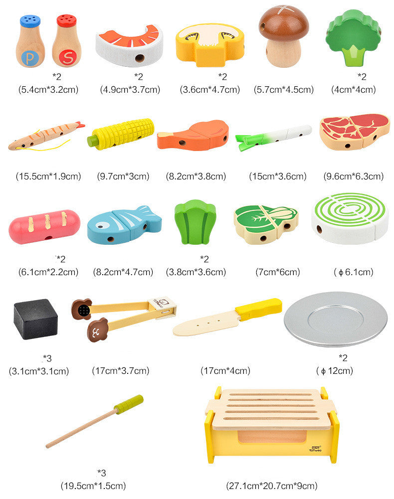 K & S | Holz Spielküche BBQ Set mit Magnetischem Zubehör - Kreative Kinderküche für Rollenspiel & Lernen