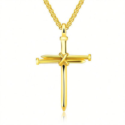 K & S | Herren Halskette Edelstahl Kreuz Anhänger – Robuste Rundpanzerkette im Vintage Design