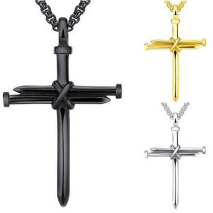 K & S | Herren Halskette Edelstahl Kreuz Anhänger – Robuste Rundpanzerkette im Vintage Design