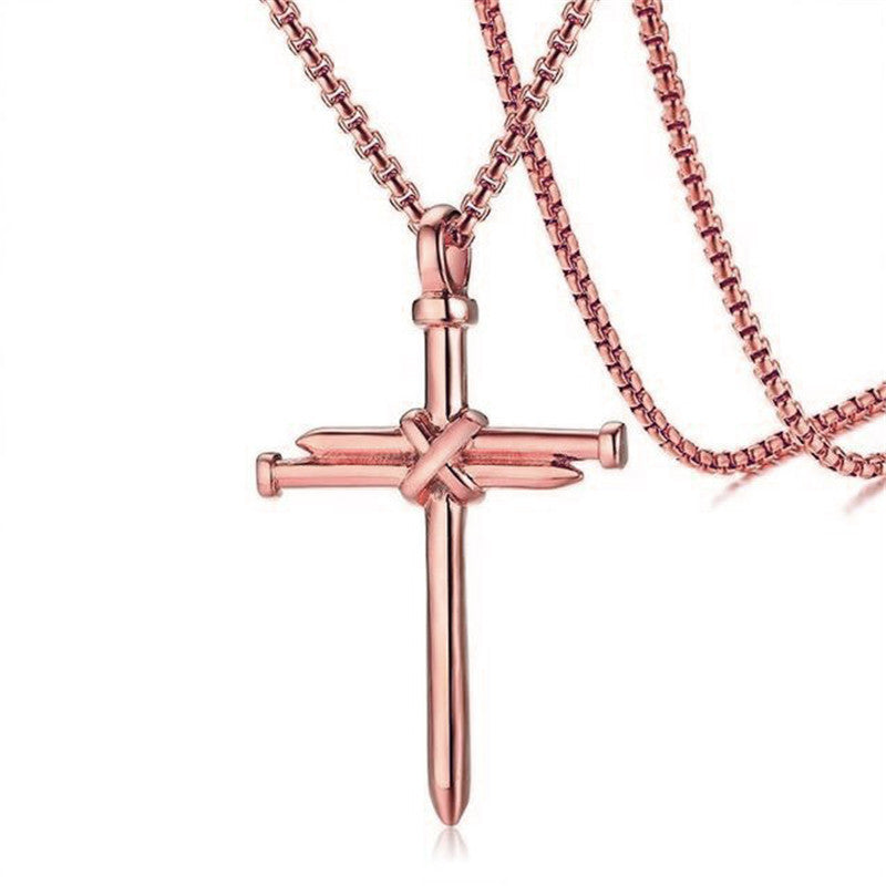 K & S | Herren Halskette Edelstahl Kreuz Anhänger – Robuste Rundpanzerkette im Vintage Design