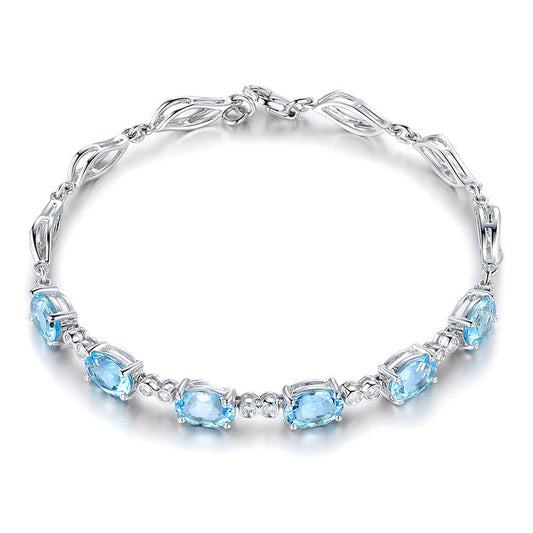 K & S | Damen Armband Versilbert mit Saphir & Blauen Kristallen – Eleganter Schmuck & Luxus Geschenk