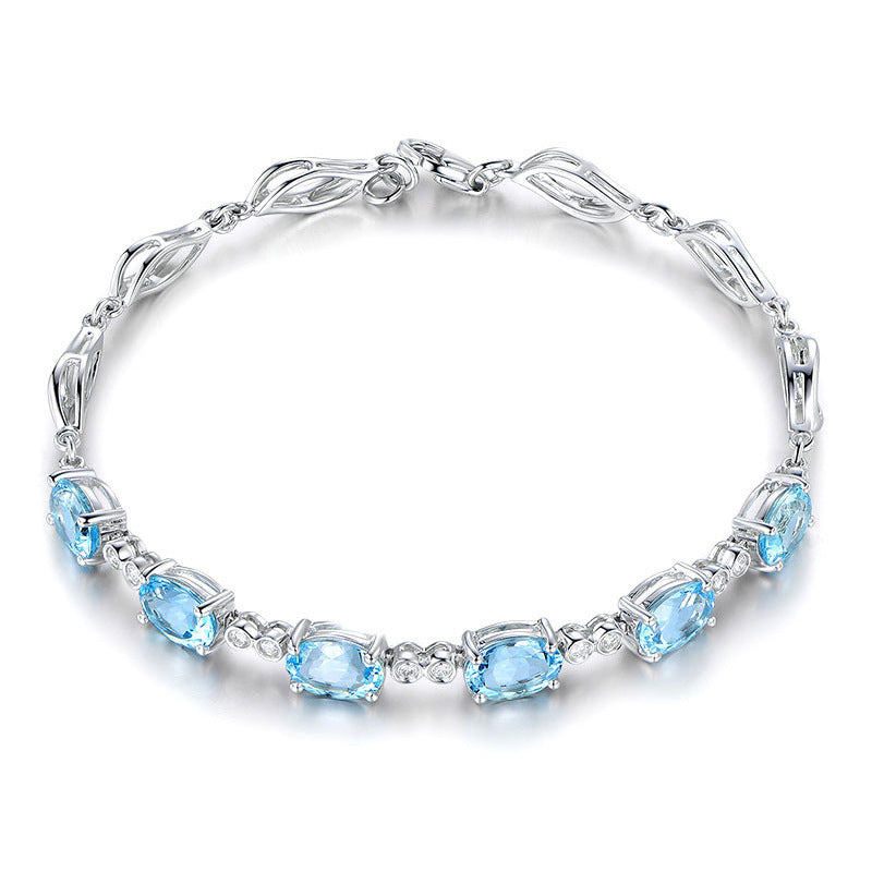 K & S | Damen Armband Versilbert mit Saphir & Blauen Kristallen – Eleganter Schmuck & Luxus Geschenk