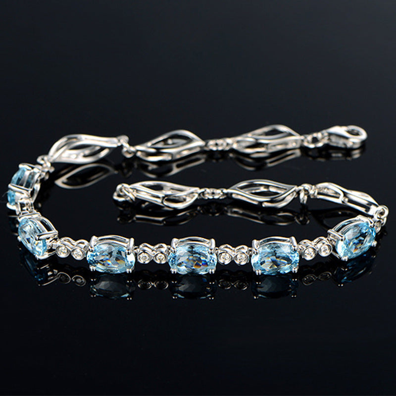 K & S | Damen Armband Versilbert mit Saphir & Blauen Kristallen – Eleganter Schmuck & Luxus Geschenk
