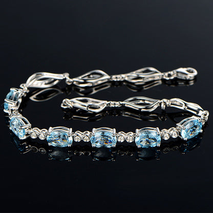 K & S | Damen Armband Versilbert mit Saphir & Blauen Kristallen – Eleganter Schmuck & Luxus Geschenk