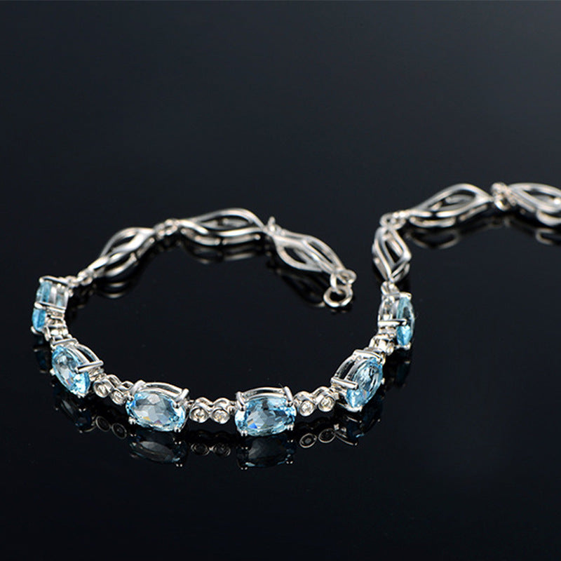 K & S | Damen Armband Versilbert mit Saphir & Blauen Kristallen – Eleganter Schmuck & Luxus Geschenk