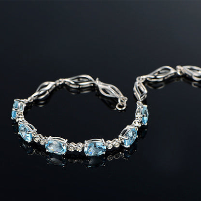 K & S | Damen Armband Versilbert mit Saphir & Blauen Kristallen – Eleganter Schmuck & Luxus Geschenk